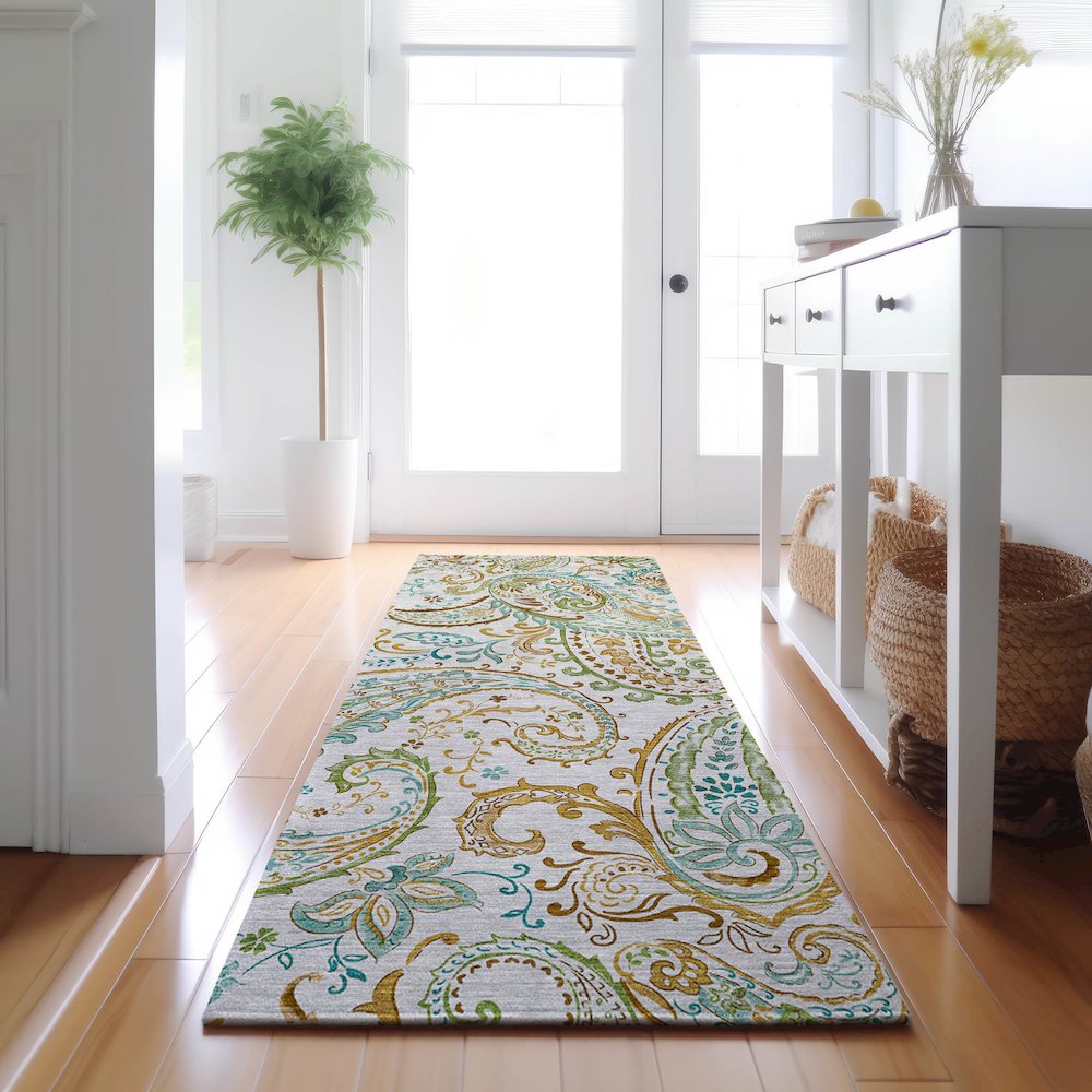 Premium Machine Washable Mayfield  Ivory 2'3" x 7'6" Runner Rug. Picture 5