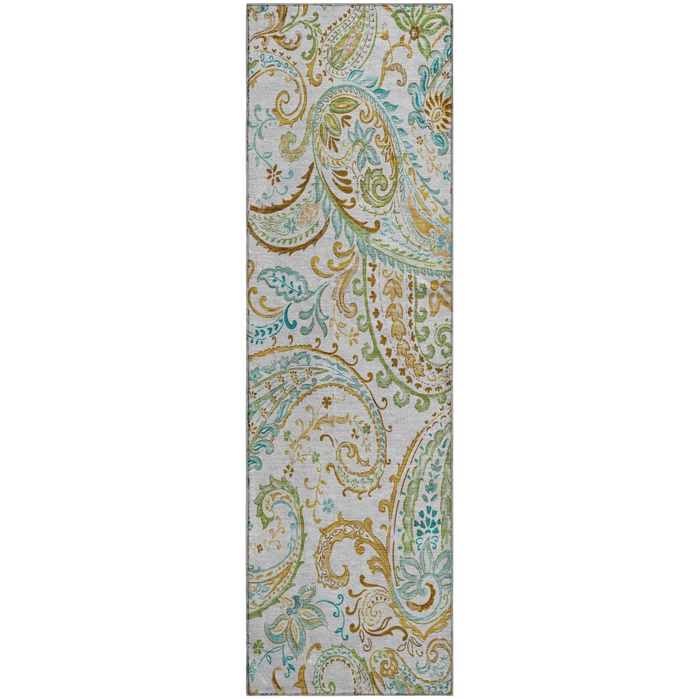 Premium Machine Washable Mayfield  Ivory 2'3" x 7'6" Runner Rug. Picture 1