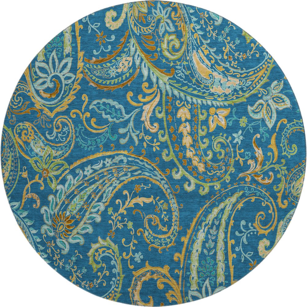 Premium Machine Washable Mayfield  Navy 8' x 8' Round Rug. Picture 1