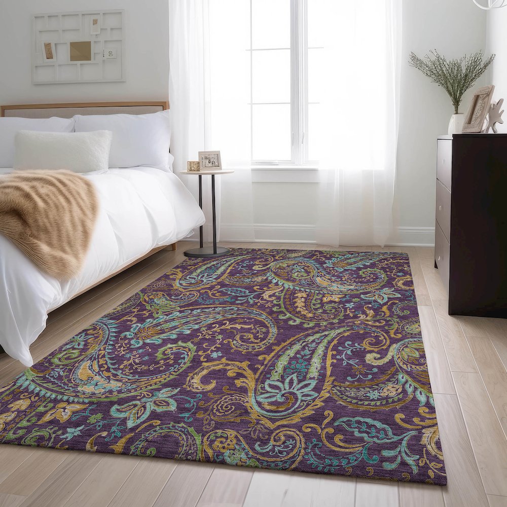 Premium Machine Washable Mayfield  Purple 2'6" x 3'10" Rug. Picture 5