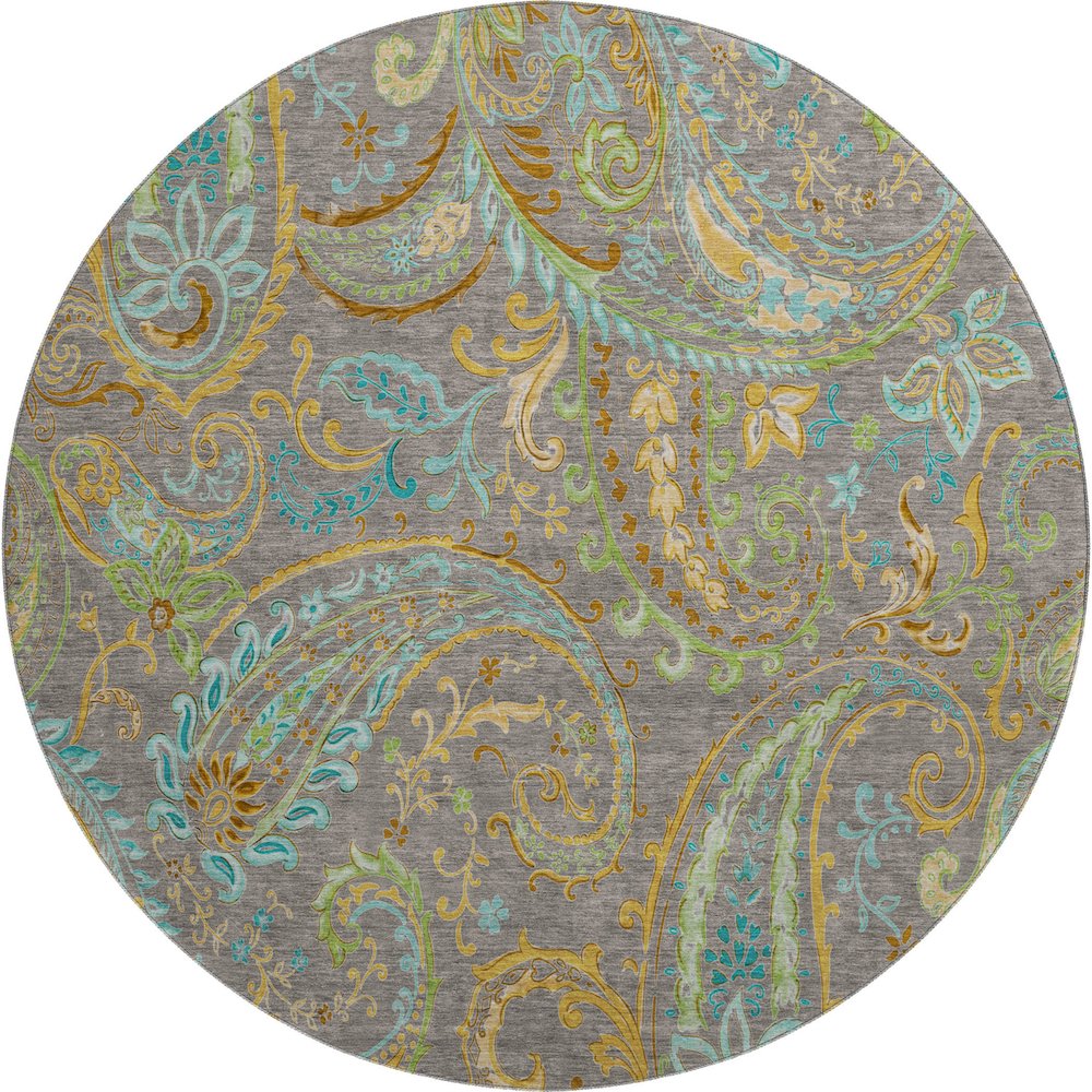 Premium Machine Washable Mayfield  Taupe 8' x 8' Round Rug. Picture 1