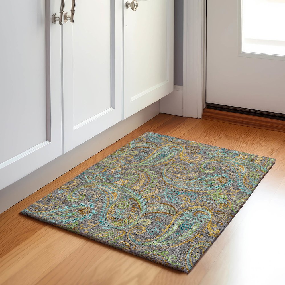 Premium Machine Washable Mayfield  Taupe 1'8" x 2'6" Rug. Picture 5