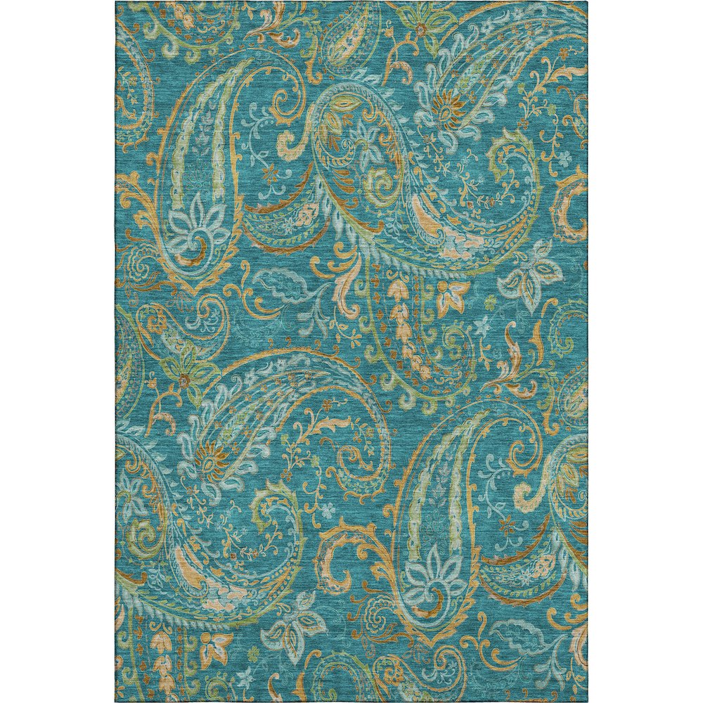 Premium Machine Washable Mayfield  Teal 2'6" x 3'10" Rug. Picture 1