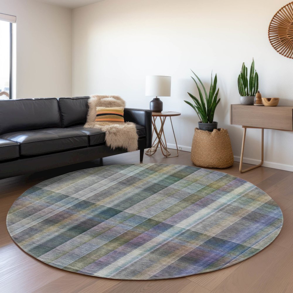 Premium Machine Washable Mayfield  Green 8' x 8' Round Rug. Picture 5