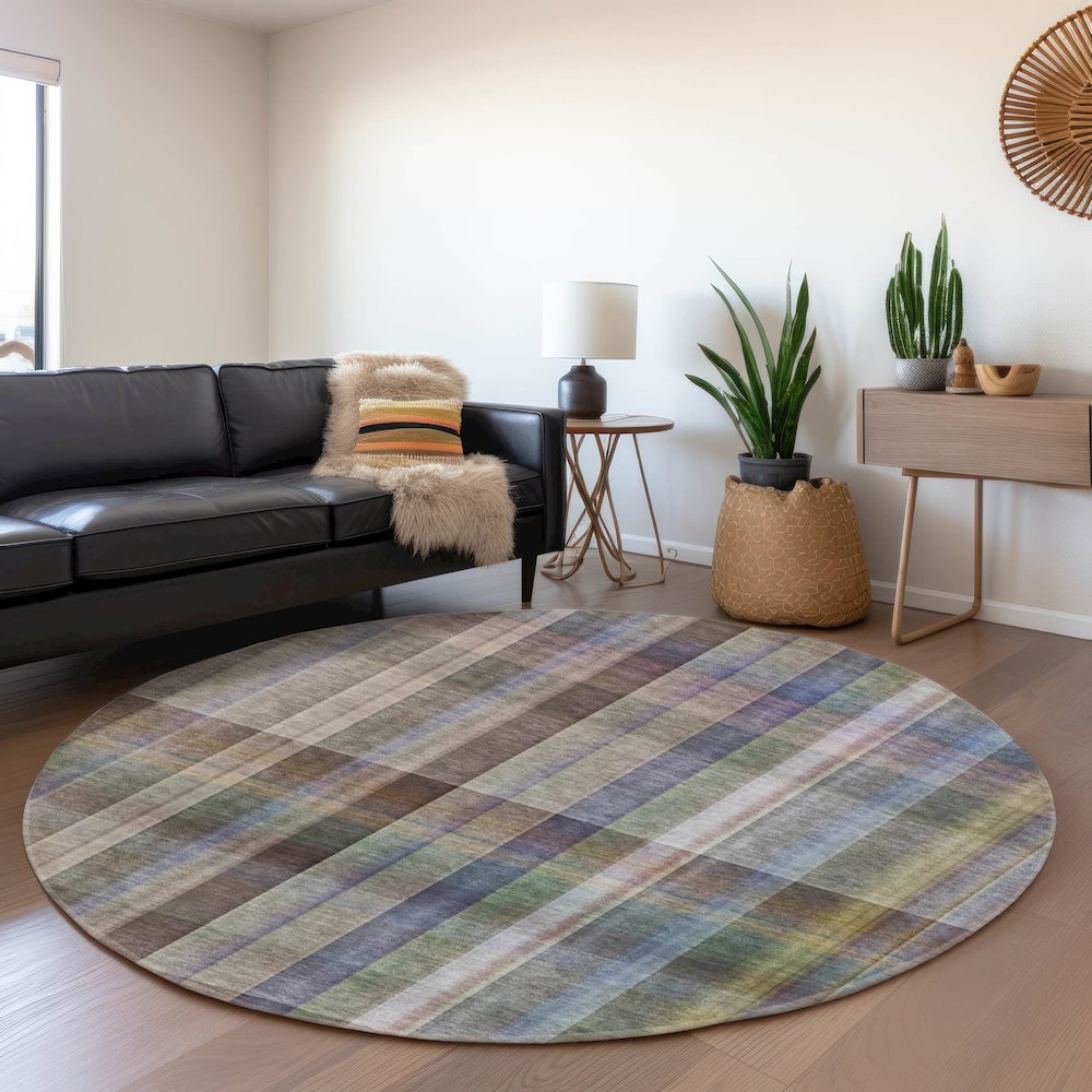 Premium Machine Washable Mayfield  Pewter 8' x 8' Round Rug. Picture 5