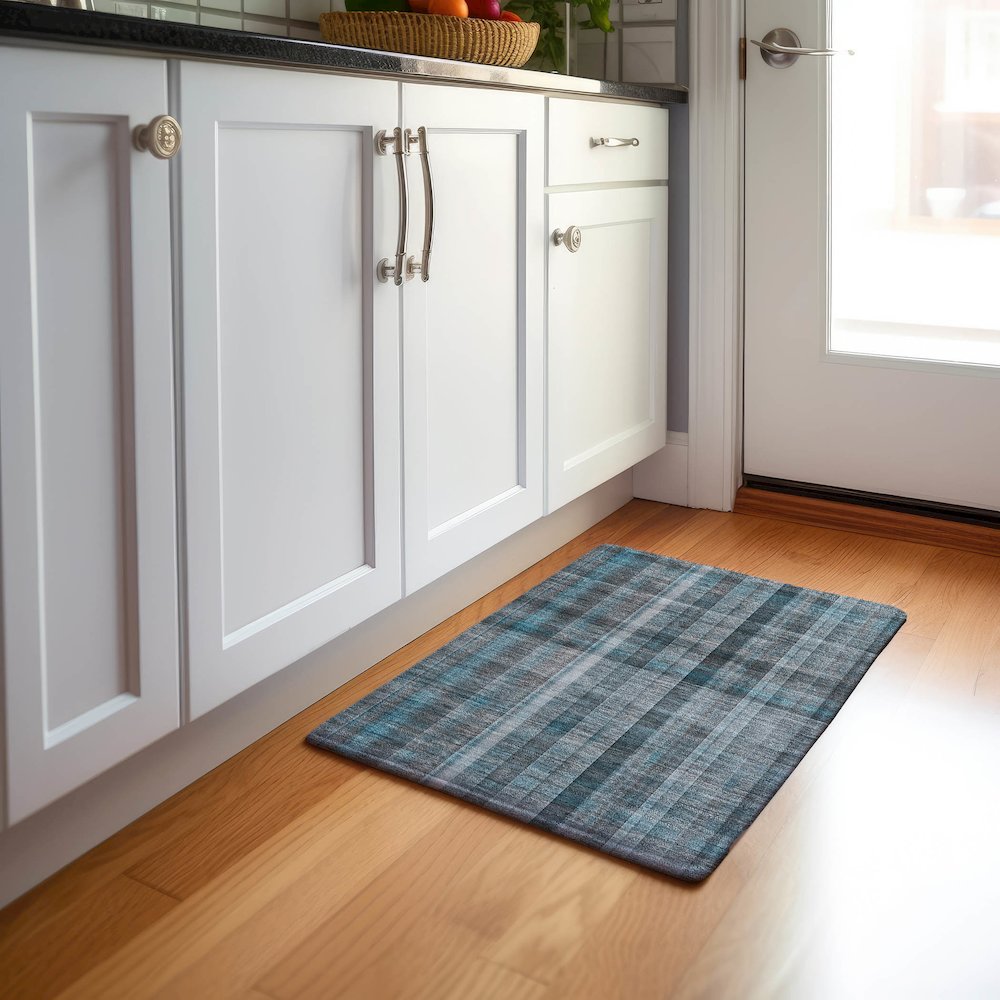 Premium Machine Washable Mayfield  Teal 1'8" x 2'6" Rug. Picture 5
