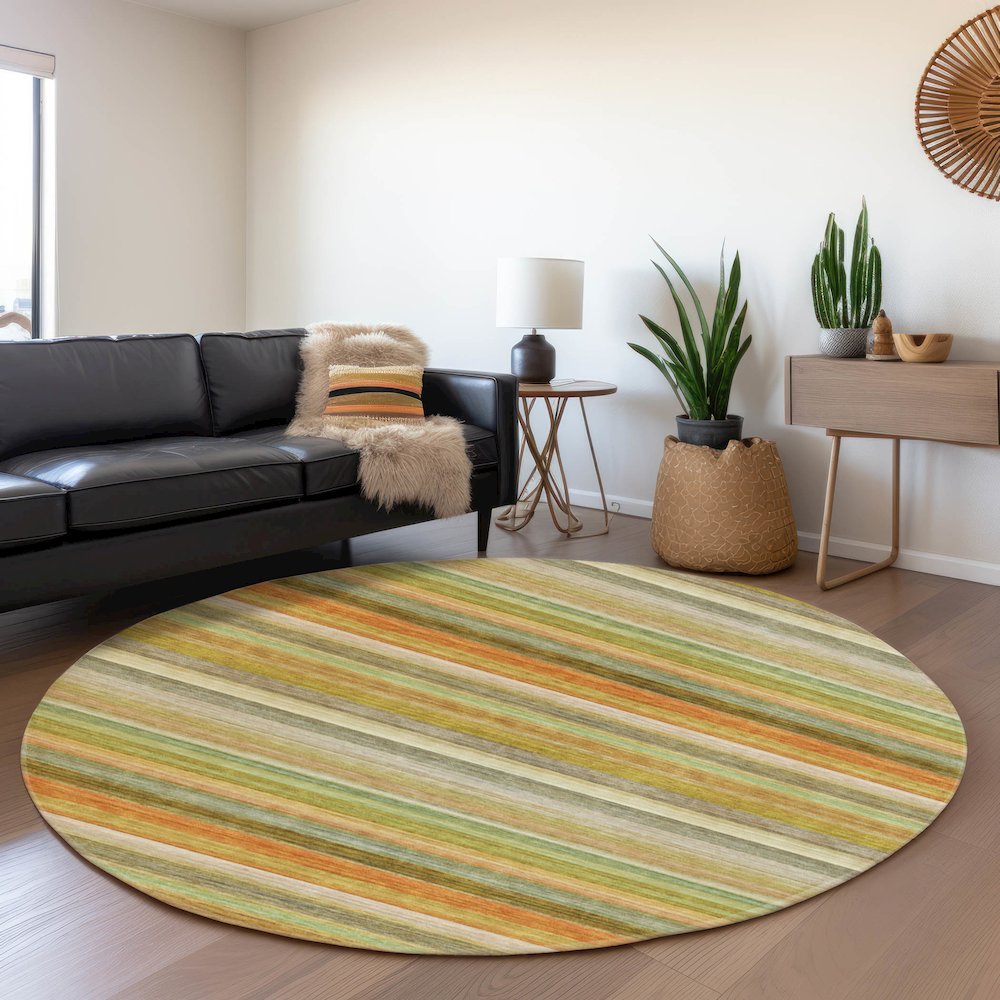 Premium Machine Washable Mayfield  Aloe 8' x 8' Round Rug. Picture 5