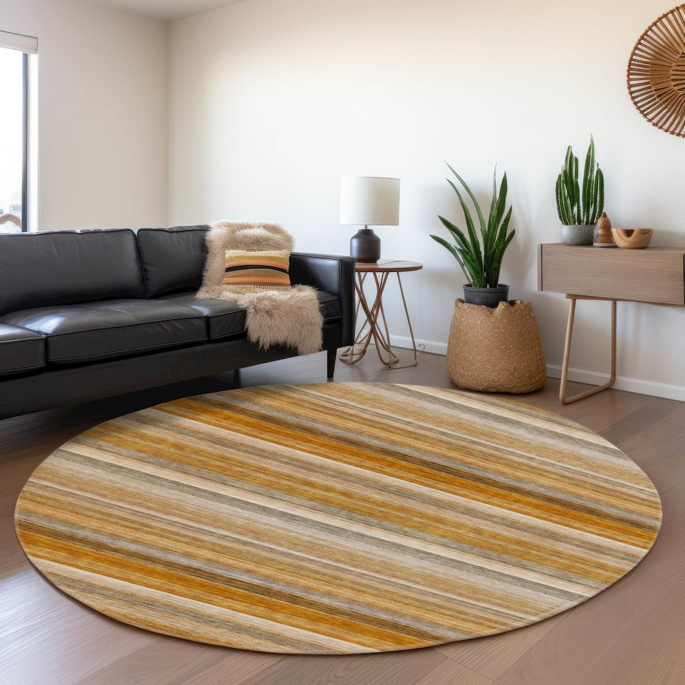 Premium Machine Washable Mayfield  Paprika 8' x 8' Round Rug. Picture 5