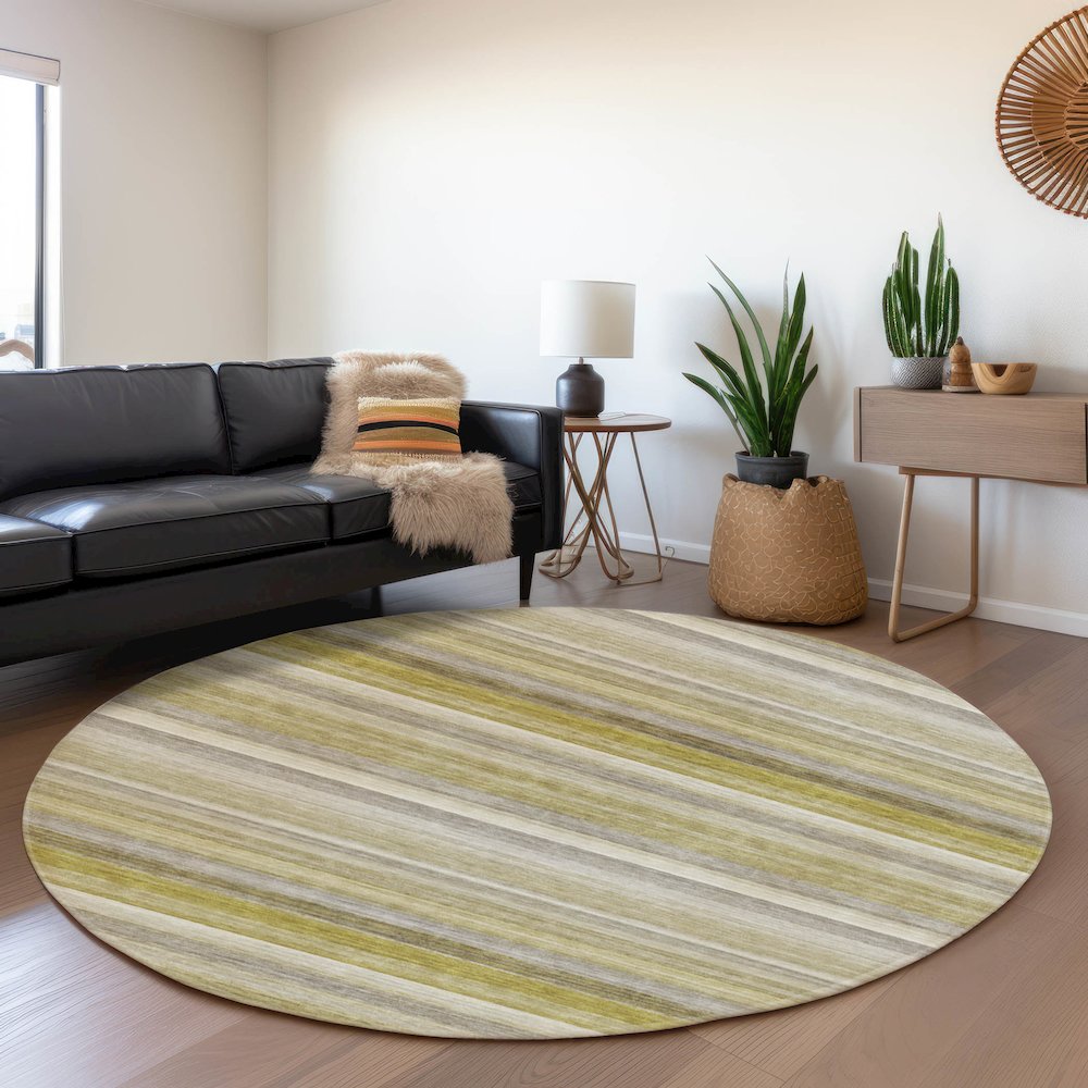 Premium Machine Washable Mayfield  Wheat 8' x 8' Round Rug. Picture 5