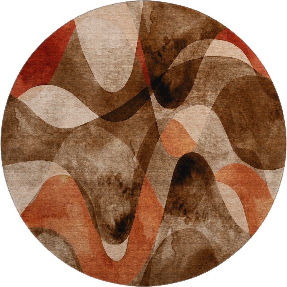Premium Machine Washable Mayfield  Chocolate 8' x 8' Round Rug. Picture 1