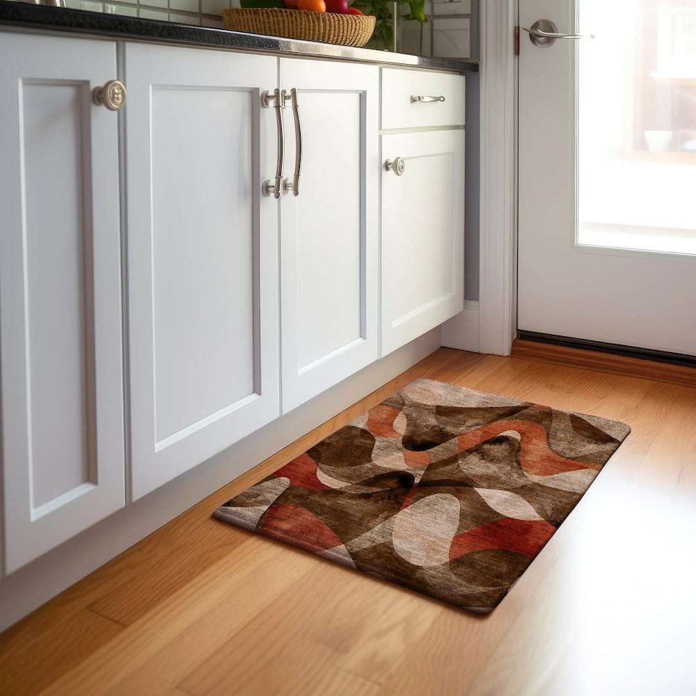 Premium Machine Washable Mayfield  Chocolate 1'8" x 2'6" Rug. Picture 5