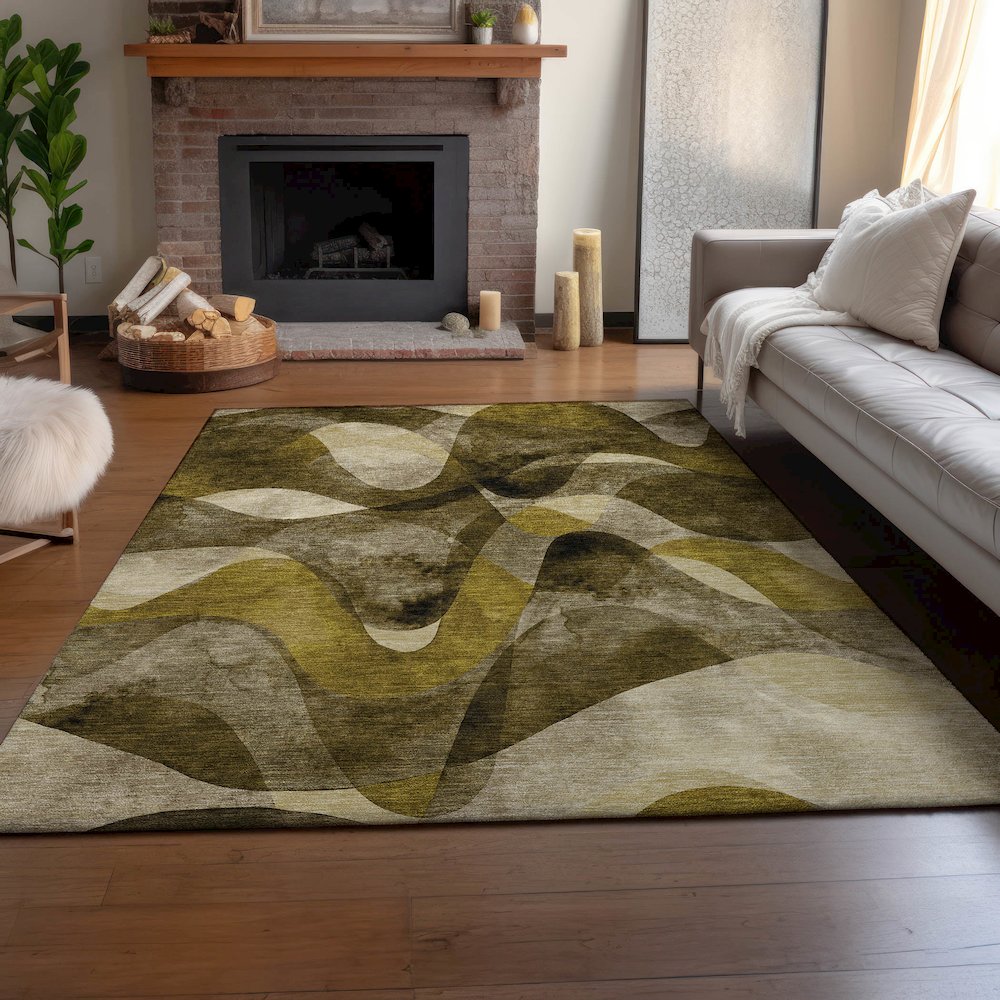 Premium Machine Washable Mayfield  Coffee 2'6" x 3'10" Rug. Picture 6