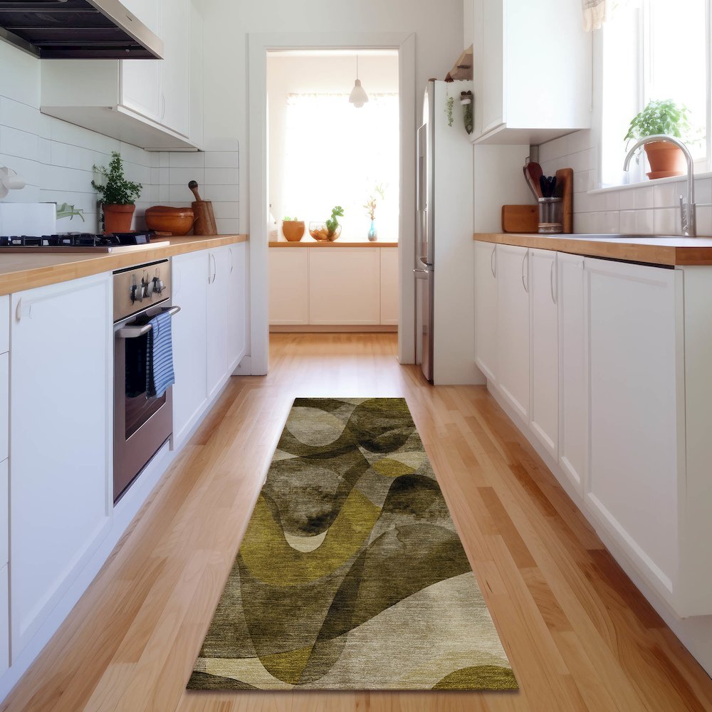 Premium Machine Washable Mayfield  Coffee 2'3" x 7'6" Runner Rug. Picture 5