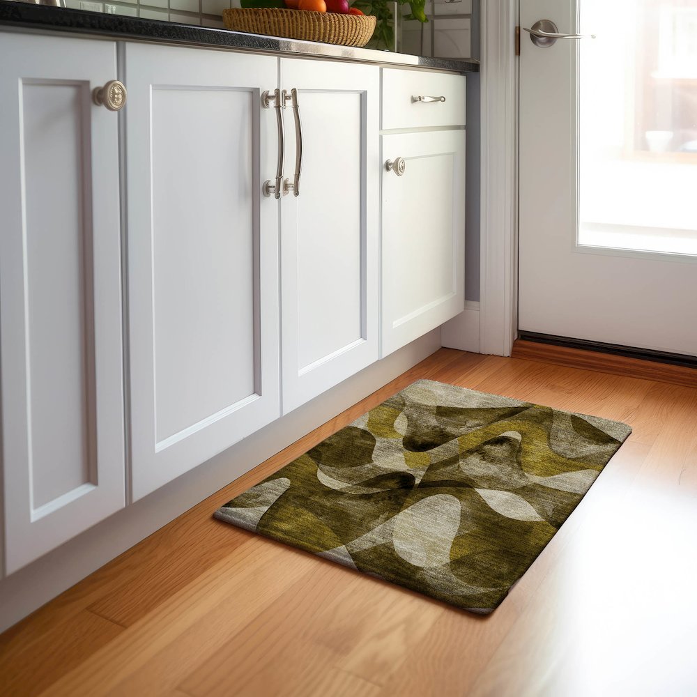 Premium Machine Washable Mayfield  Coffee 1'8" x 2'6" Rug. Picture 5