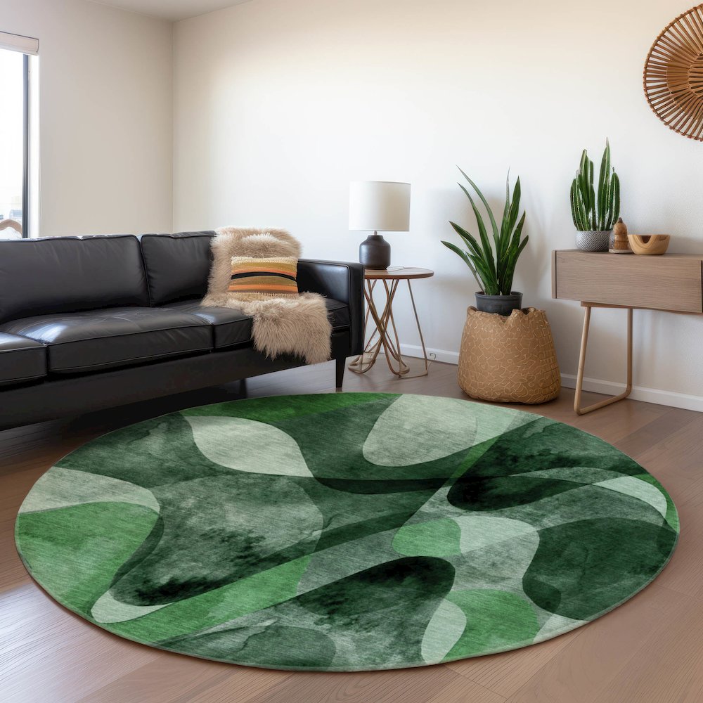 Premium Machine Washable Mayfield  Fern 8' x 8' Round Rug. Picture 5