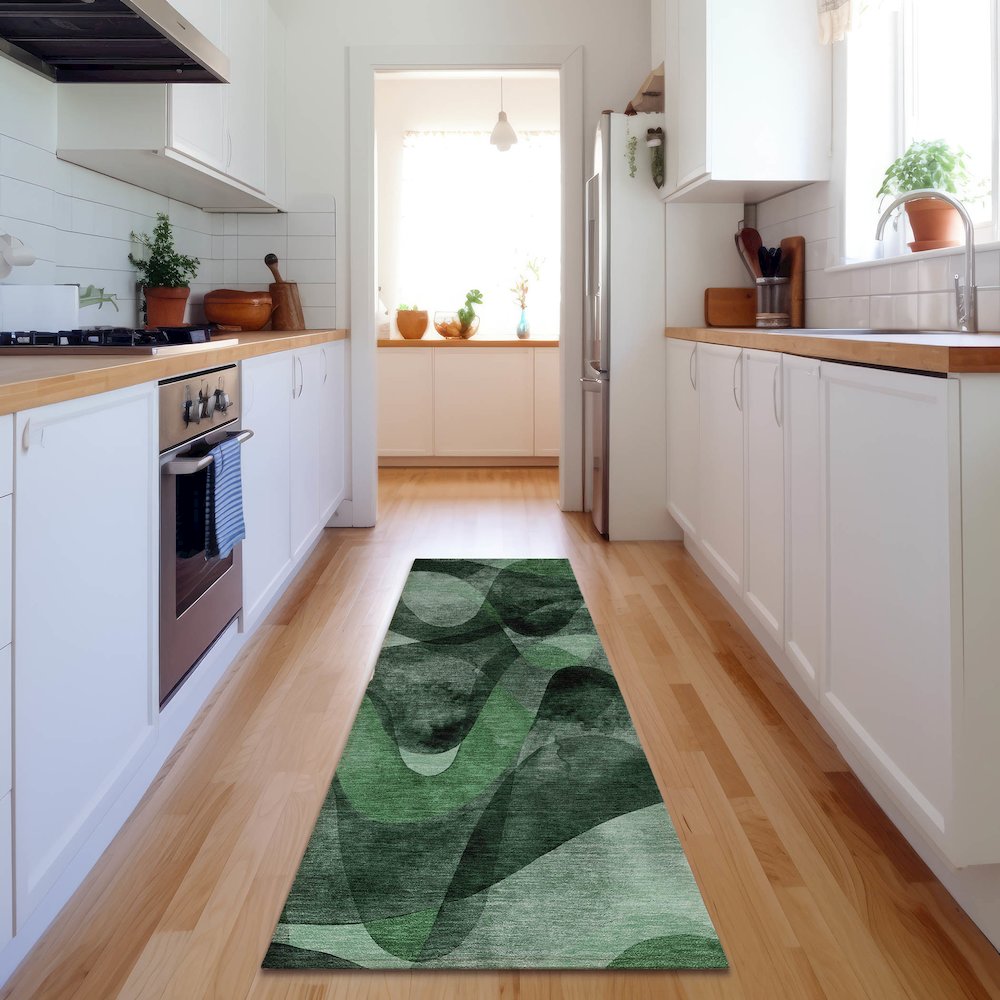 Premium Machine Washable Mayfield  Fern 2'3" x 7'6" Runner Rug. Picture 5