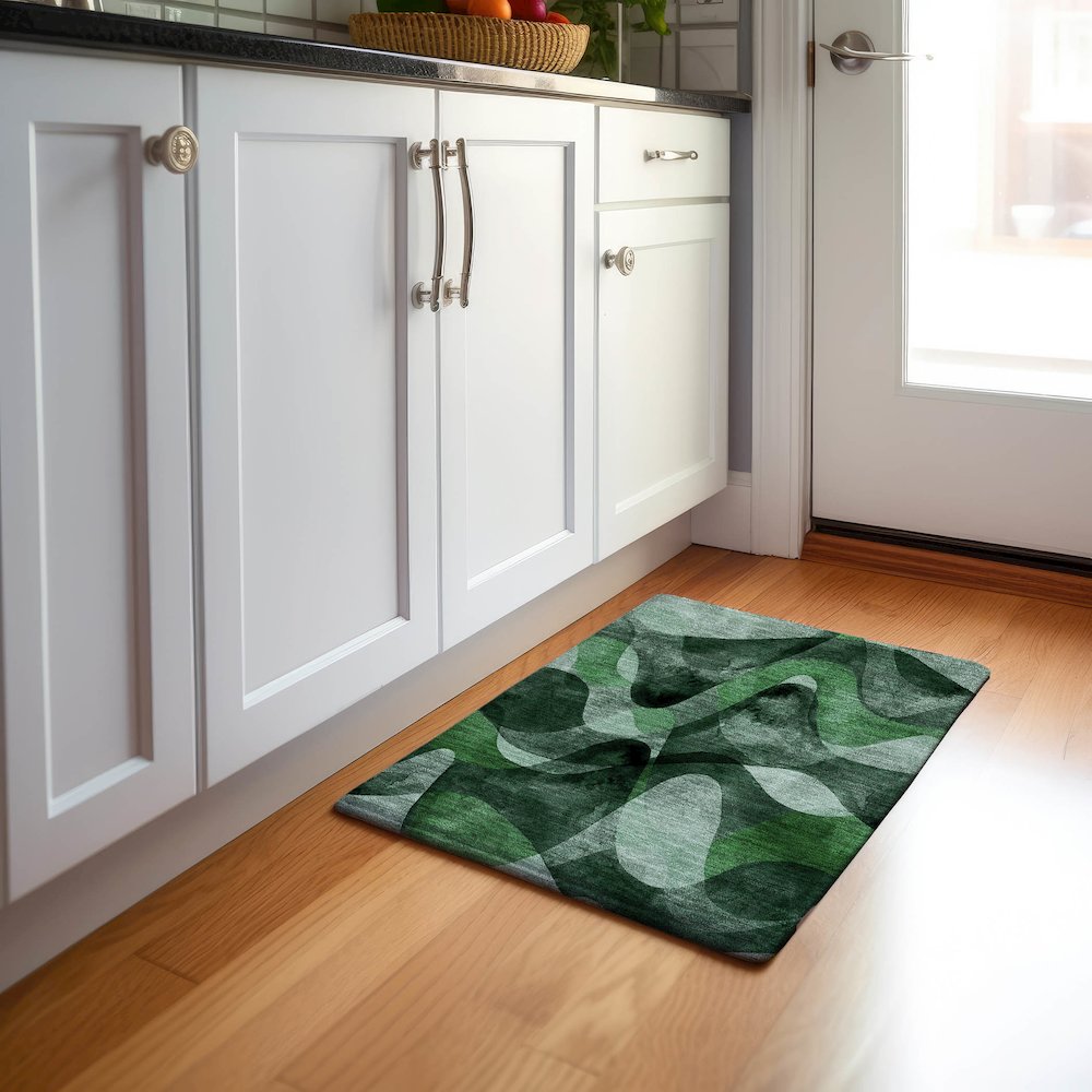 Premium Machine Washable Mayfield  Fern 1'8" x 2'6" Rug. Picture 5