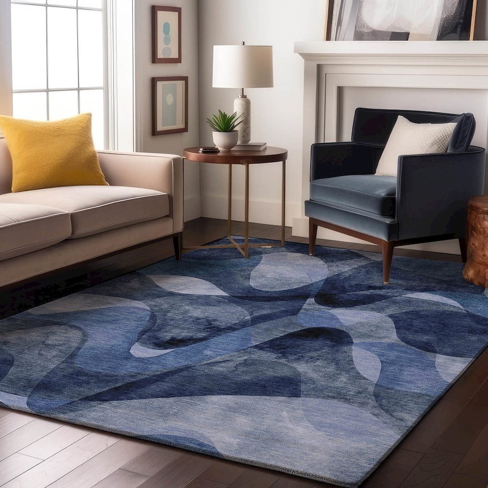 Premium Machine Washable Mayfield  Navy 2'6" x 3'10" Rug. Picture 5