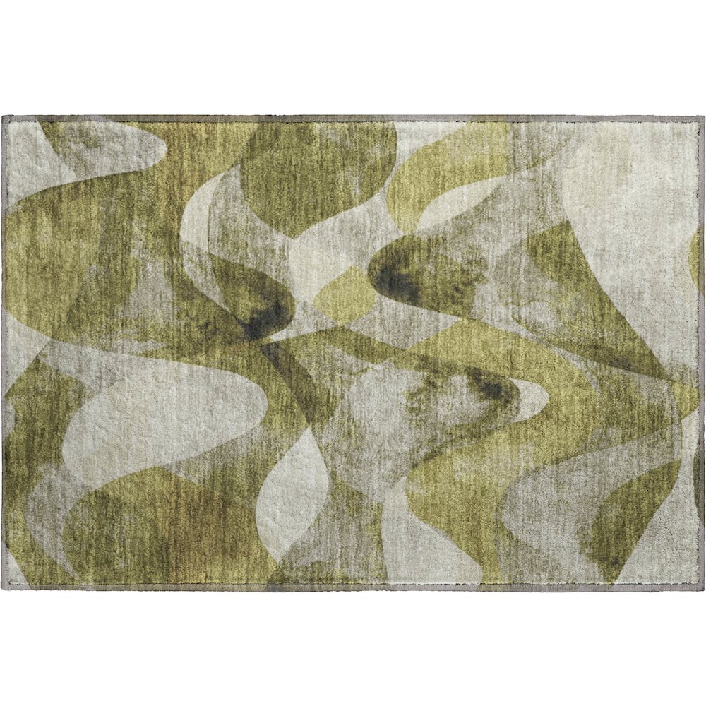 Premium Machine Washable Mayfield  Olive 1'8" x 2'6" Rug. Picture 1