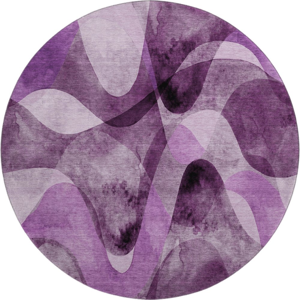 Premium Machine Washable Mayfield  Purple 8' x 8' Round Rug. Picture 1