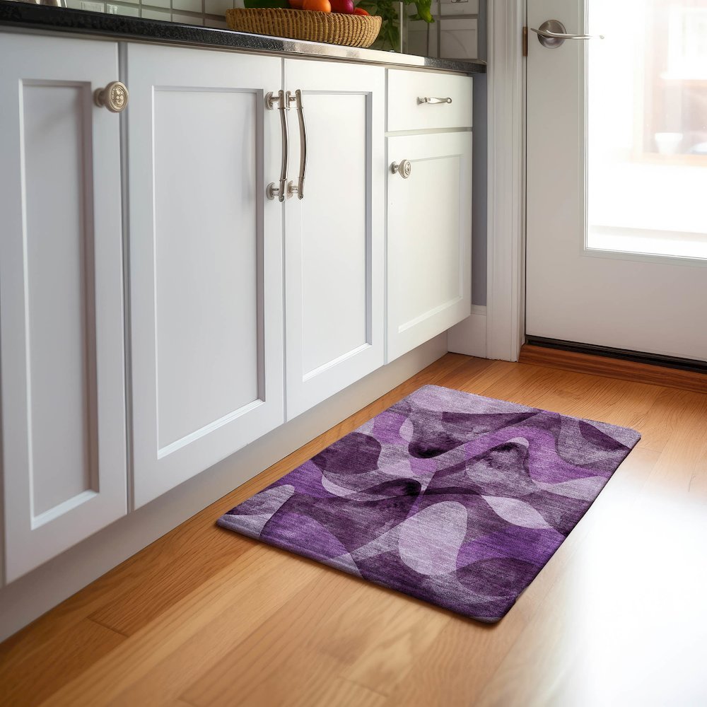 Premium Machine Washable Mayfield  Purple 1'8" x 2'6" Rug. Picture 5