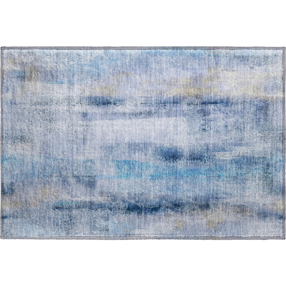 Premium Machine Washable Mayfield  Blue 1'8" x 2'6" Rug. Picture 1