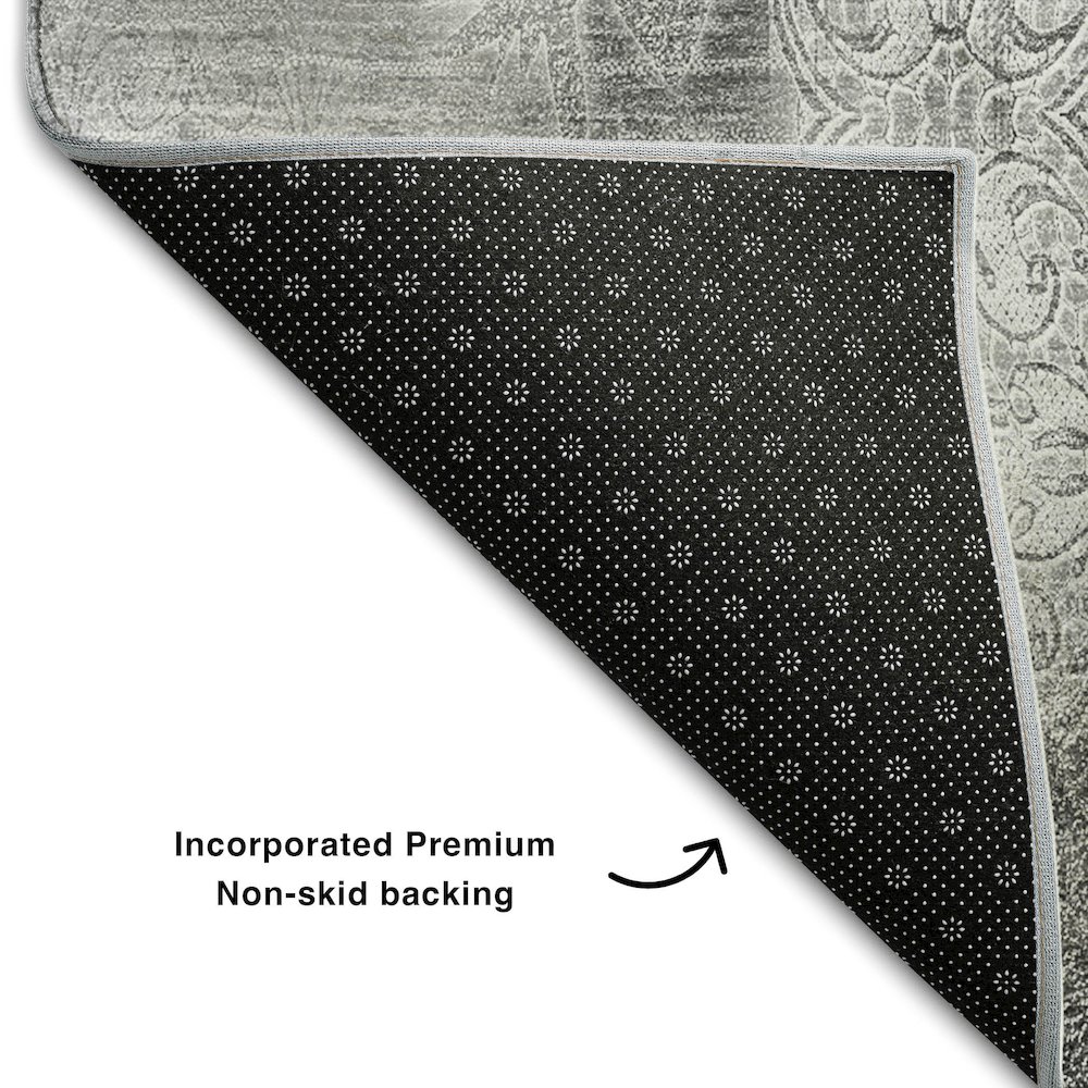 Premium Machine Washable Mayfield  Gray 1'8" x 2'6" Rug. Picture 2
