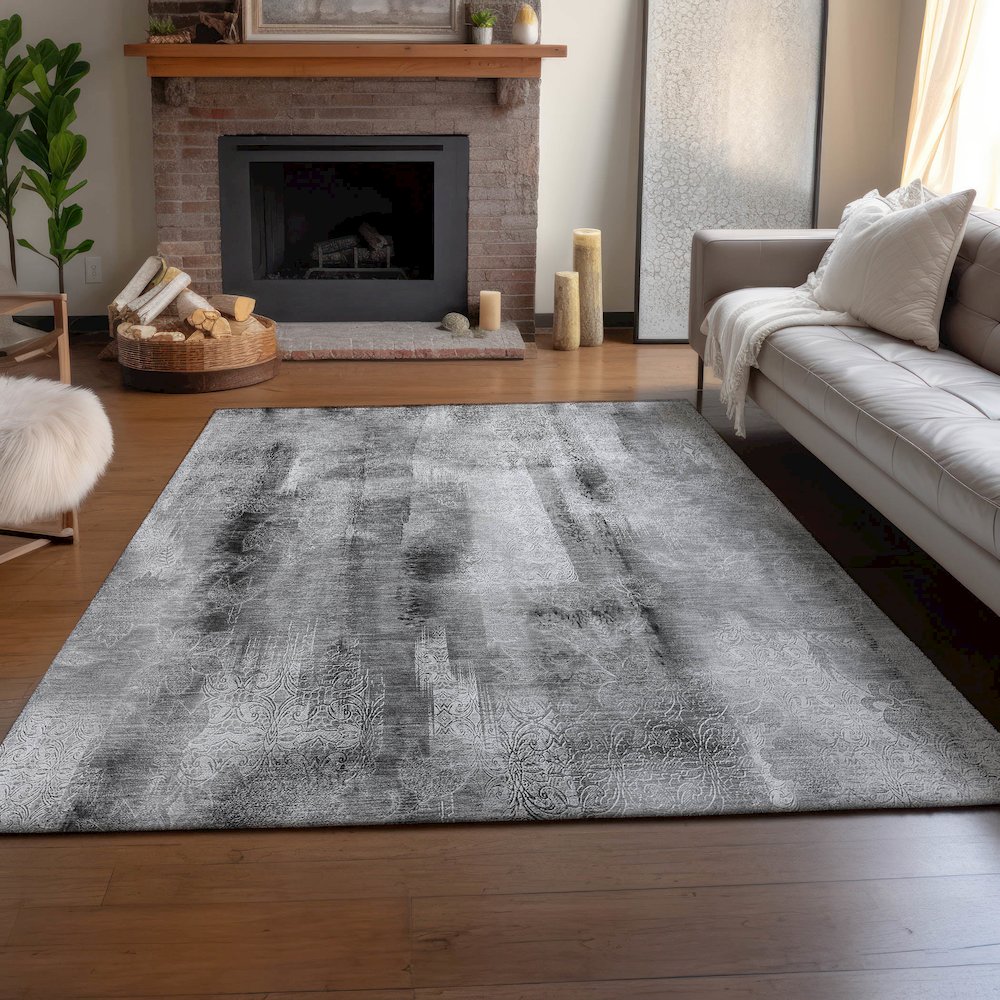 Premium Machine Washable Mayfield  Gray 2'6" x 3'10" Rug. Picture 6