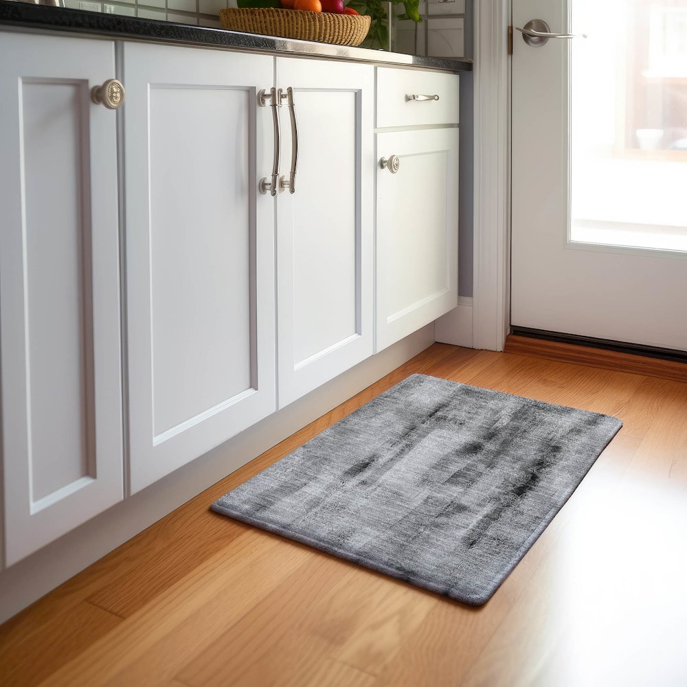 Premium Machine Washable Mayfield  Gray 1'8" x 2'6" Rug. Picture 5