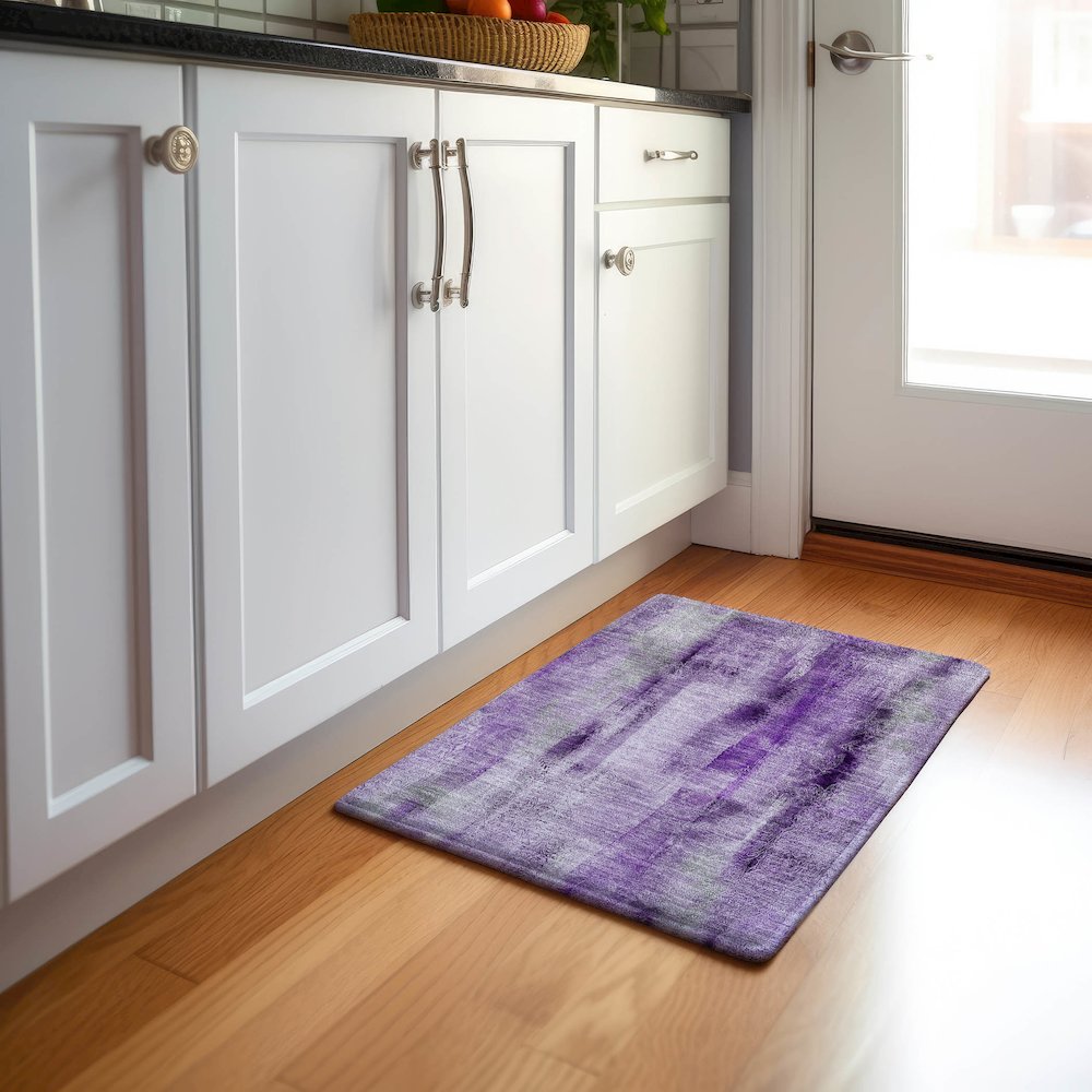 Premium Machine Washable Mayfield  Purple 1'8" x 2'6" Rug. Picture 5