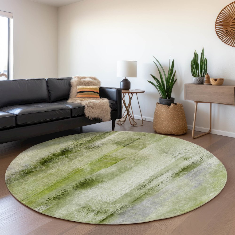 Premium Machine Washable Mayfield  Sage 8' x 8' Round Rug. Picture 5