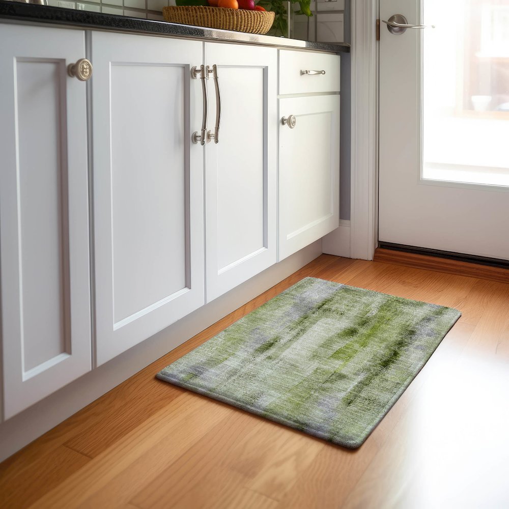 Premium Machine Washable Mayfield  Sage 1'8" x 2'6" Rug. Picture 5