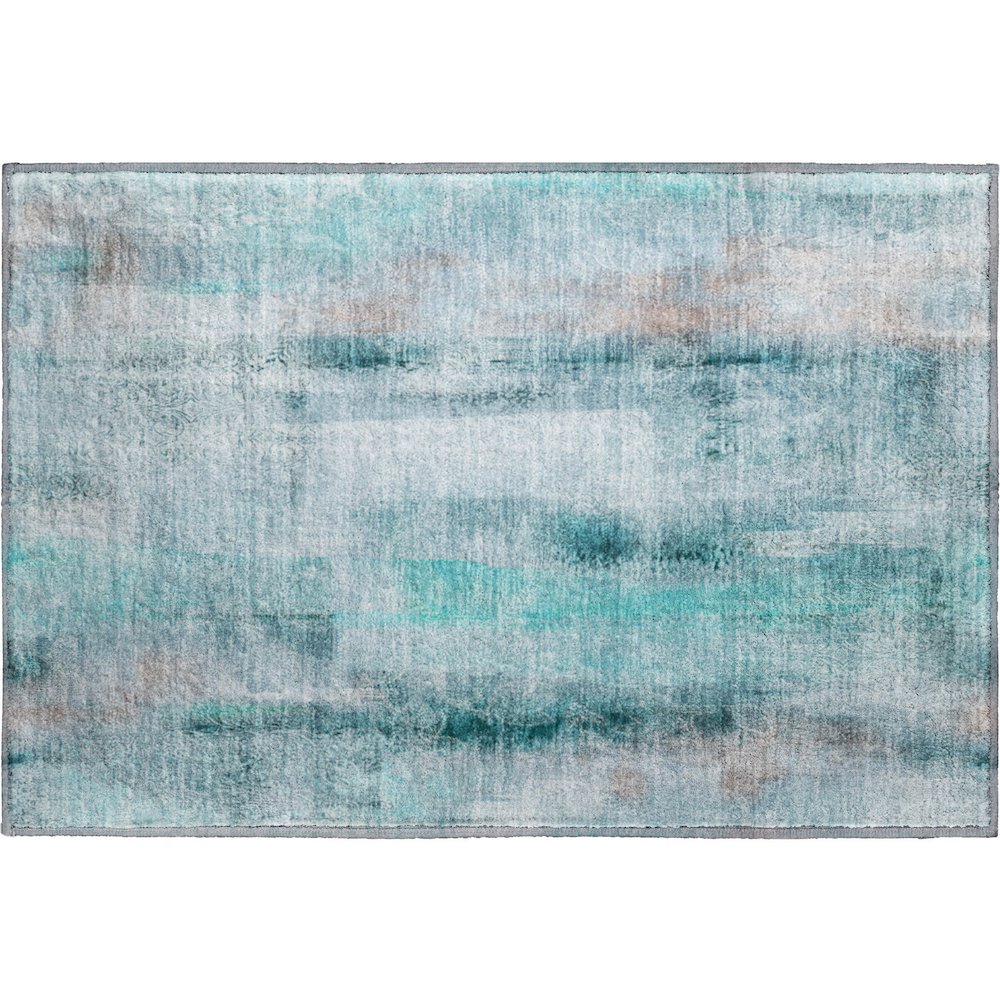 Premium Machine Washable Mayfield  Teal 1'8" x 2'6" Rug. Picture 1