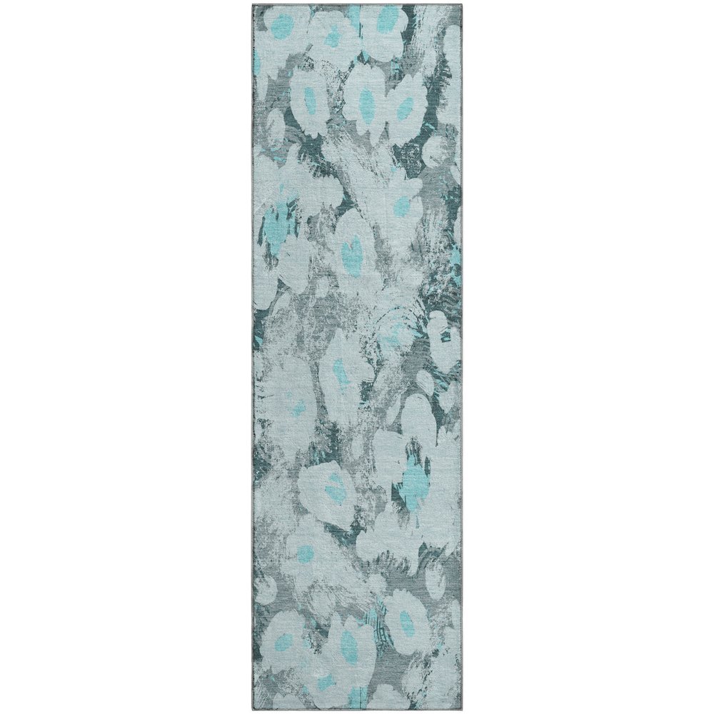 Premium Machine Washable Mayfield  Teal 2'3" x 7'6" Runner Rug. Picture 1