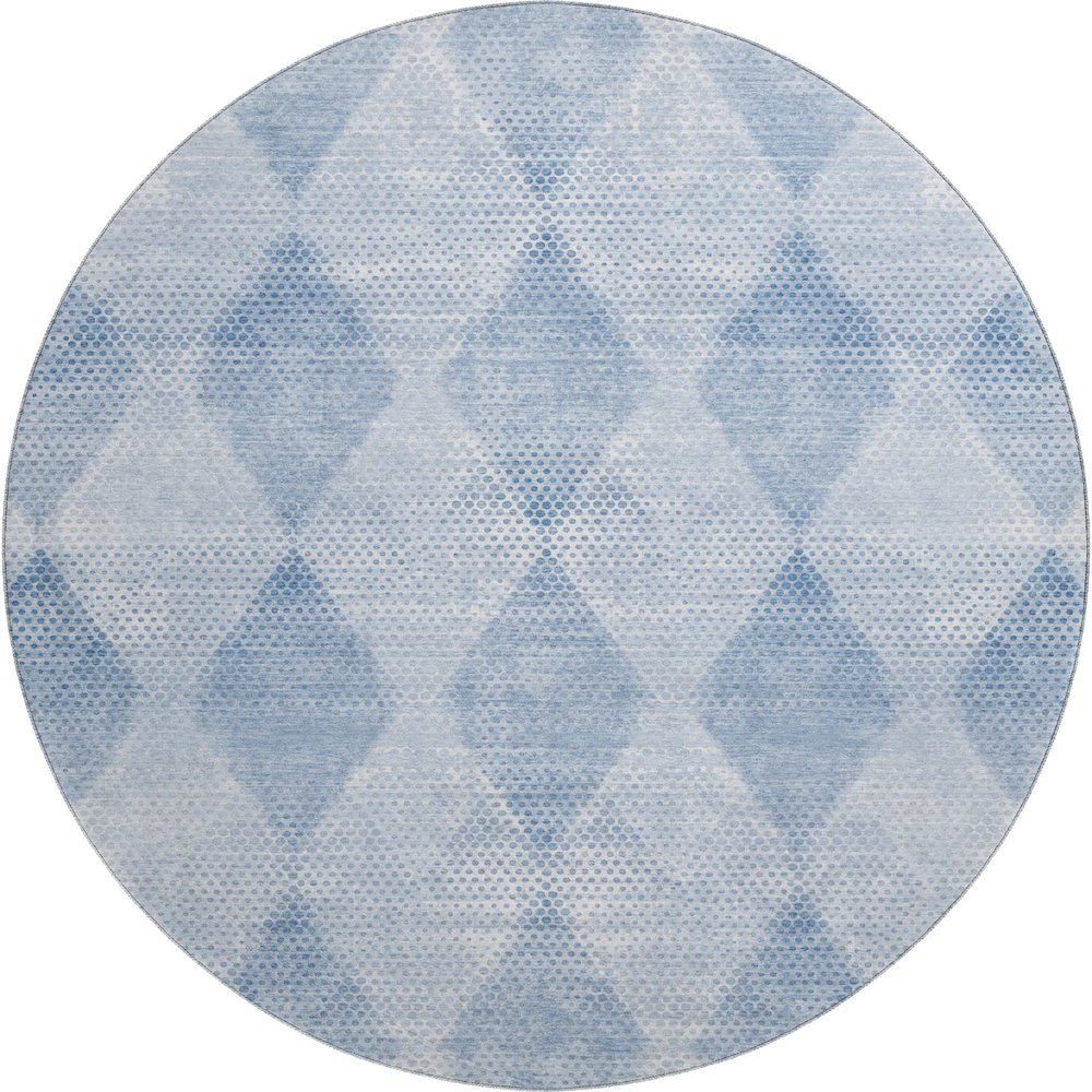 Premium Machine Washable Mayfield  Blue 8' x 8' Round Rug. Picture 1