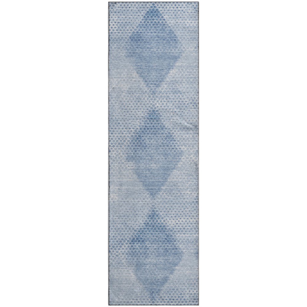 Premium Machine Washable Mayfield  Blue 2'3" x 7'6" Runner Rug. Picture 1