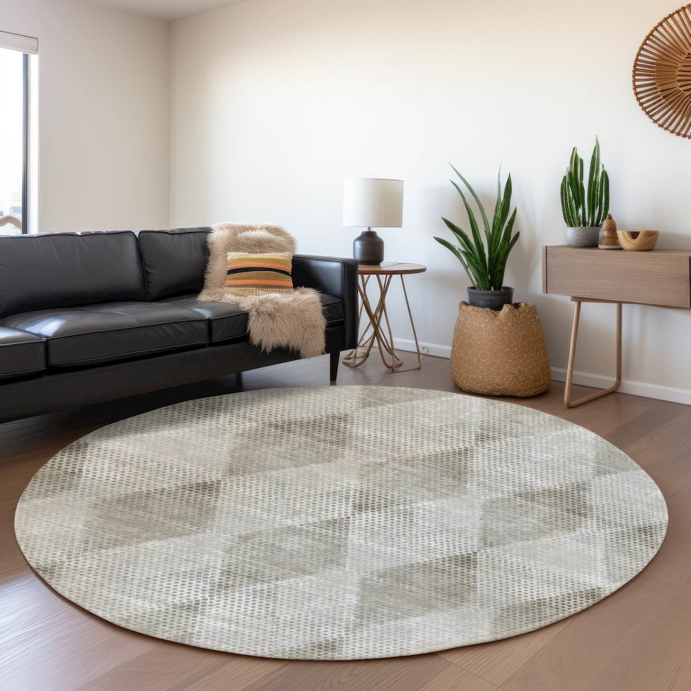 Premium Machine Washable Mayfield  Gray 8' x 8' Round Rug. Picture 5