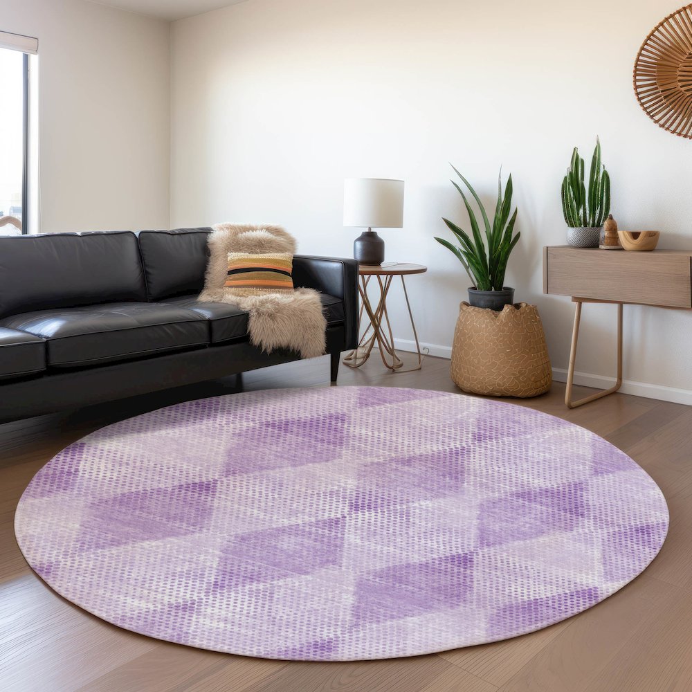 Premium Machine Washable Mayfield  Lavender 8' x 8' Round Rug. Picture 5