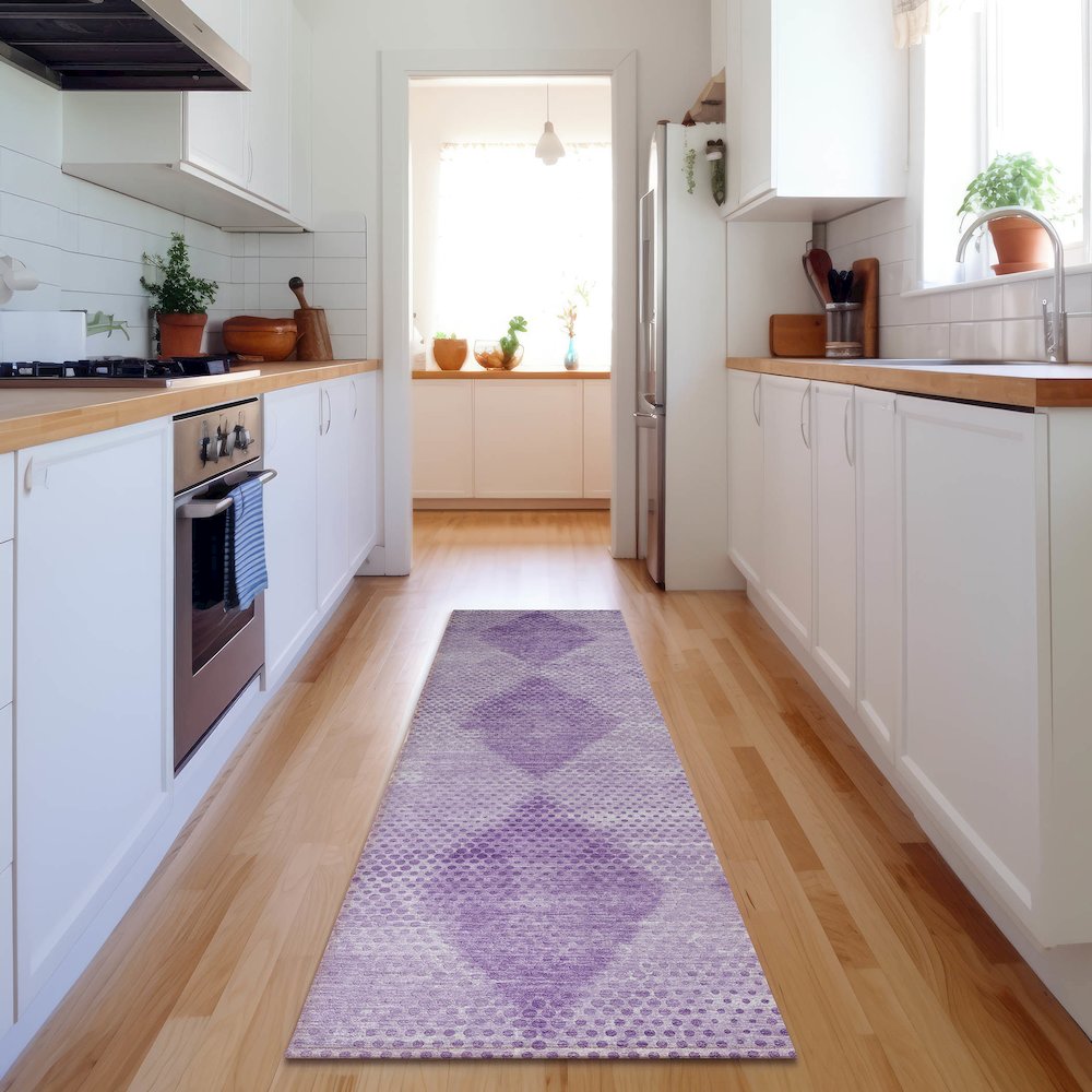 Premium Machine Washable Mayfield  Lavender 2'3" x 7'6" Runner Rug. Picture 5
