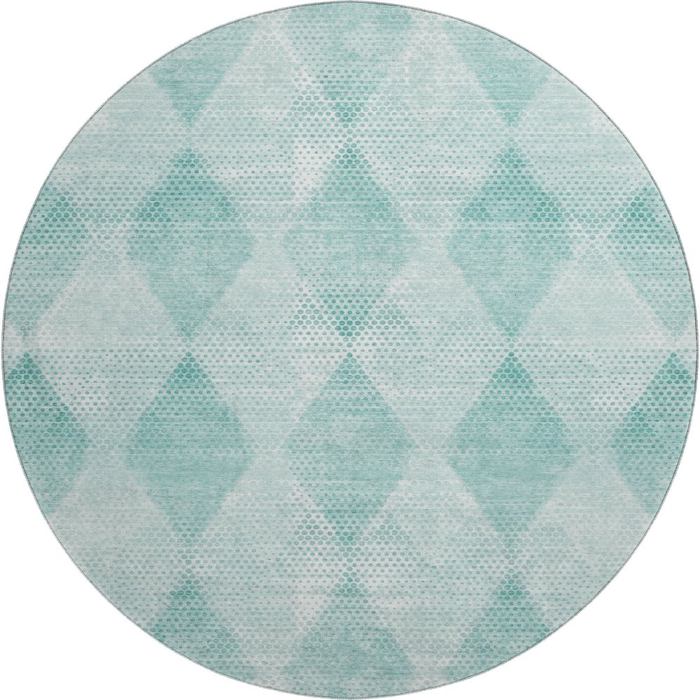 Premium Machine Washable Mayfield  Teal 8' x 8' Round Rug. Picture 1