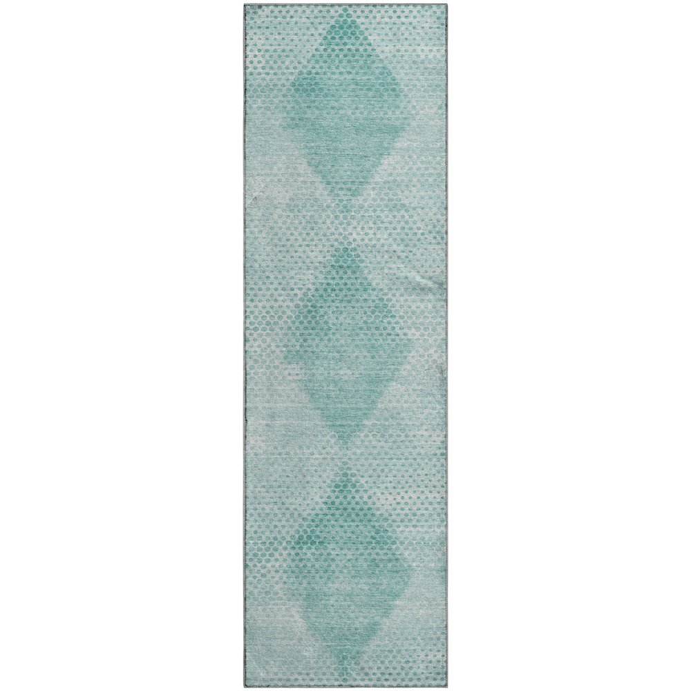 Premium Machine Washable Mayfield  Teal 2'3" x 7'6" Runner Rug. Picture 1