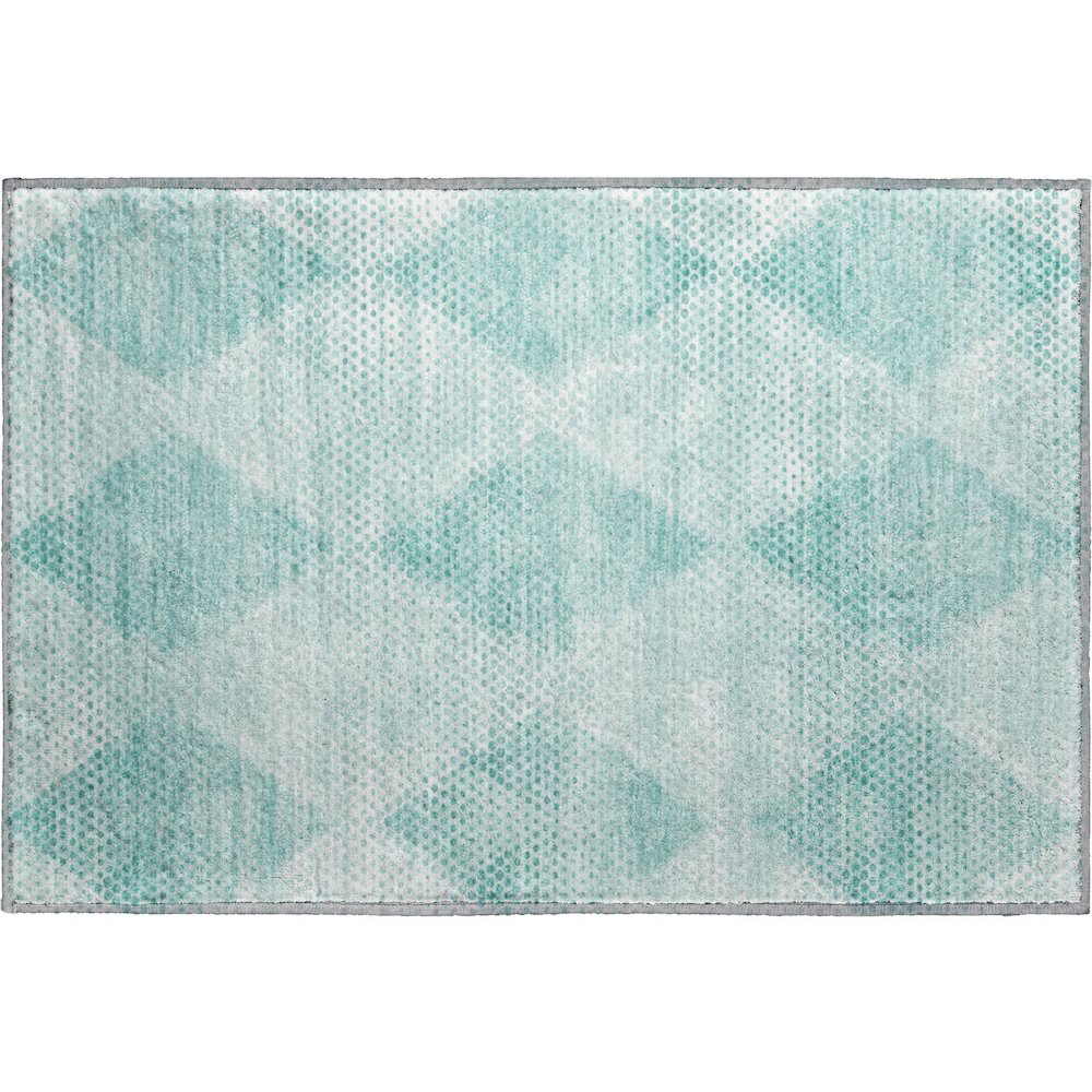 Premium Machine Washable Mayfield  Teal 1'8" x 2'6" Rug. Picture 1