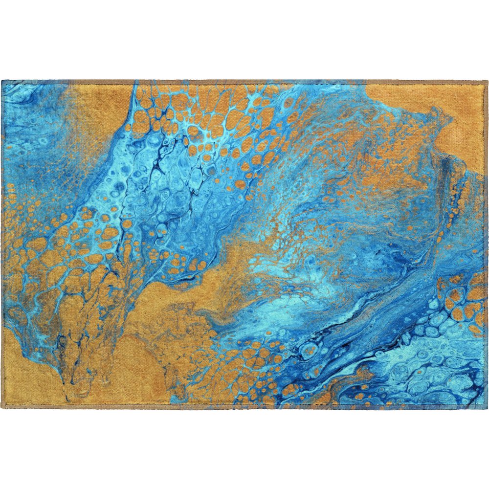 Premium Machine Washable Mayfield  Cobalt 1'8" x 2'6" Rug. Picture 1