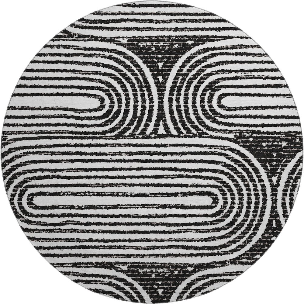 Premium Machine Washable Mayfield  Black 8' x 8' Round Rug. Picture 1