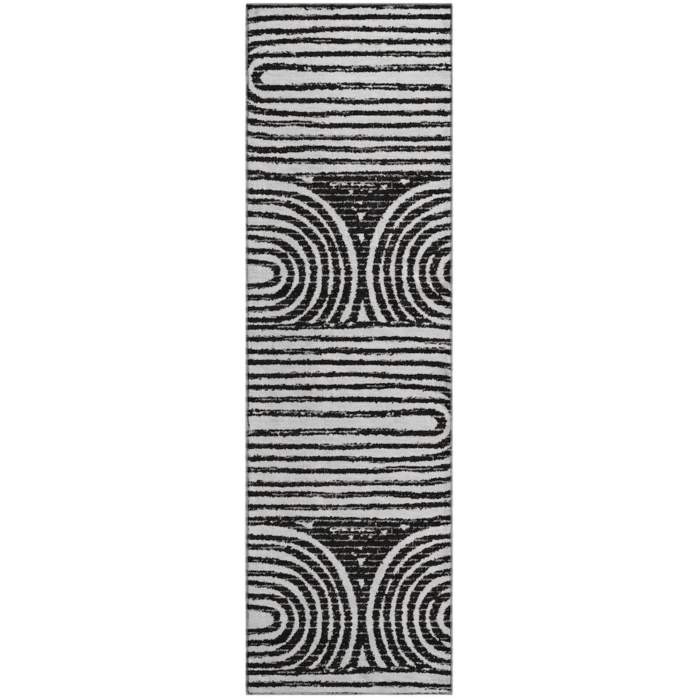 Premium Machine Washable Mayfield  Black 2'3" x 7'6" Runner Rug. Picture 1