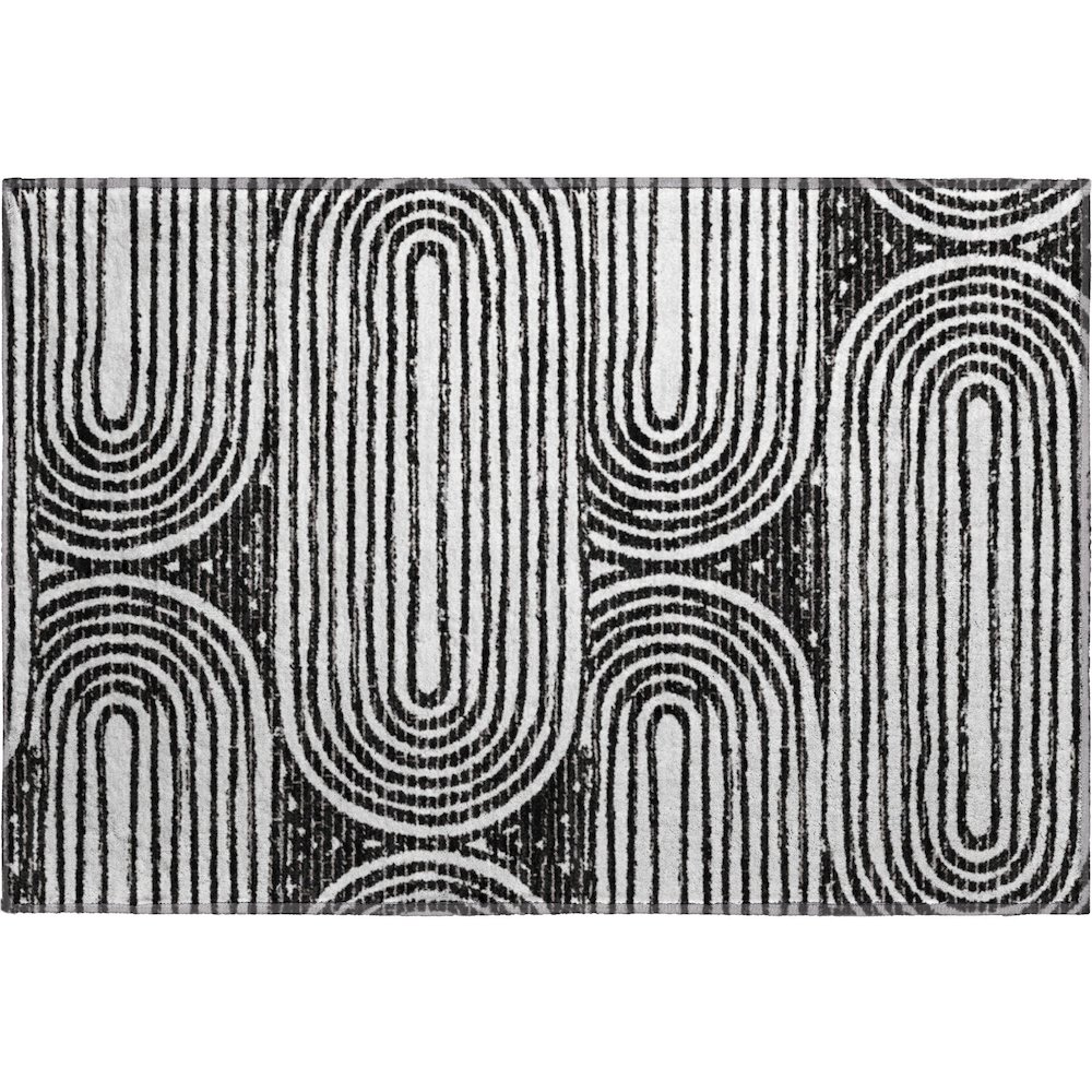 Premium Machine Washable Mayfield  Black 1'8" x 2'6" Rug. Picture 1