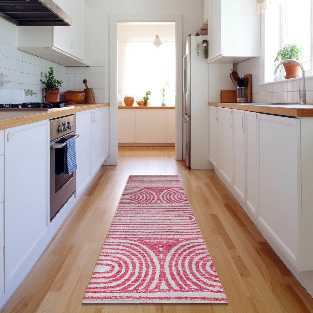 Premium Machine Washable Mayfield  Blush 2'3" x 7'6" Runner Rug. Picture 5
