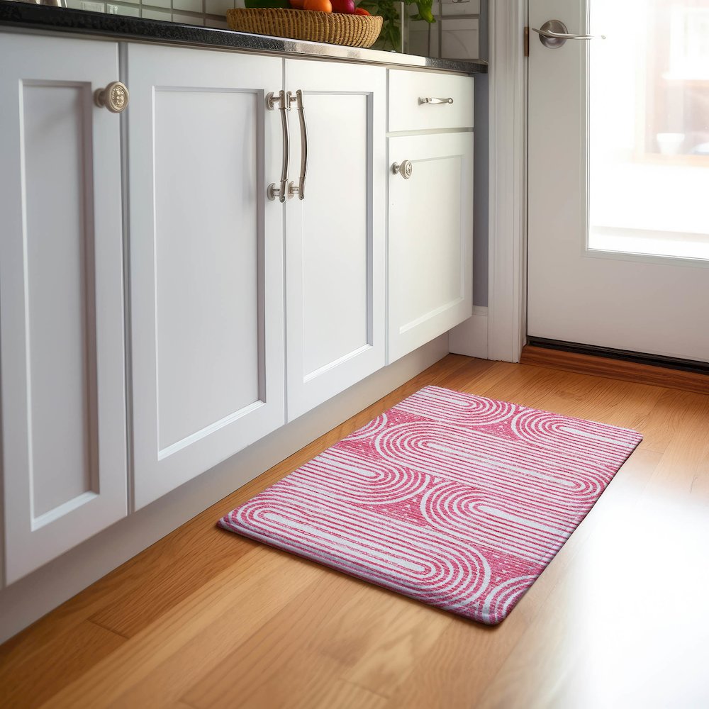 Premium Machine Washable Mayfield  Blush 1'8" x 2'6" Rug. Picture 5