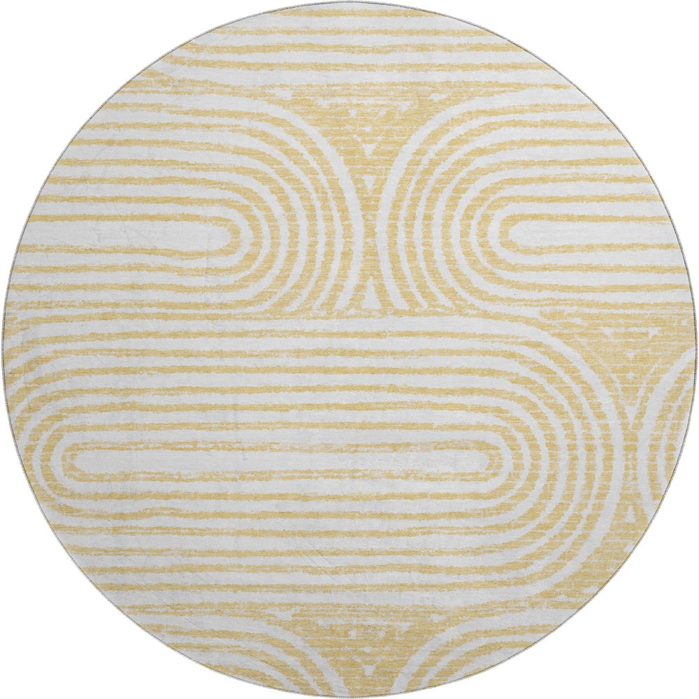 Premium Machine Washable Mayfield  Gold 8' x 8' Round Rug. Picture 1