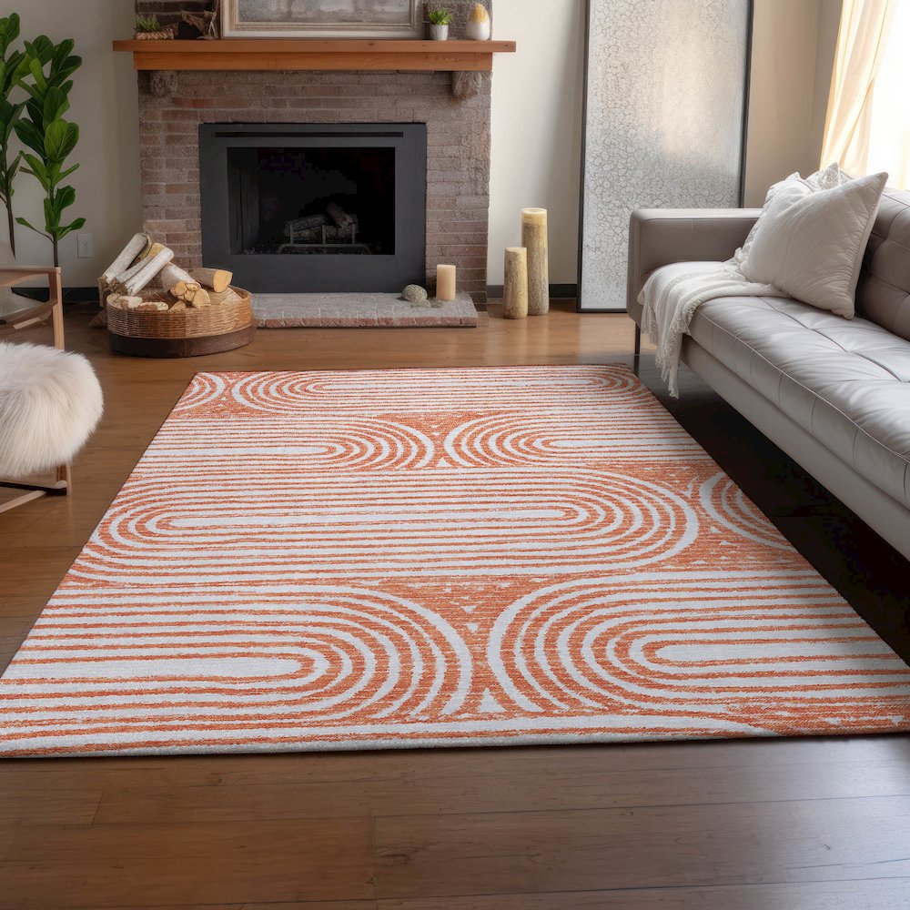 Premium Machine Washable Mayfield  Salmon 2'6" x 3'10" Rug. Picture 6